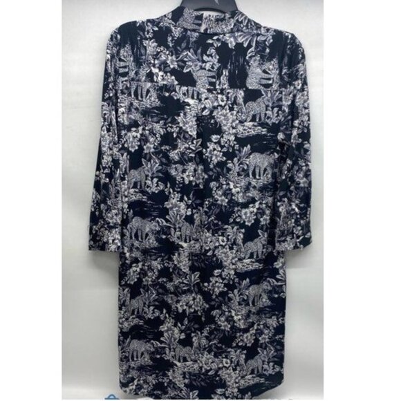 NWT L’AGENCE Black White Jungle Print Button Up Dress Sz Small Jaguar Leopard - Picture 2 of 11